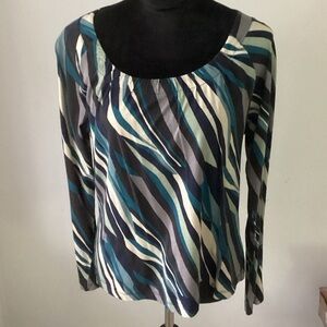 a.n.a Blue and Black Striped Blouse